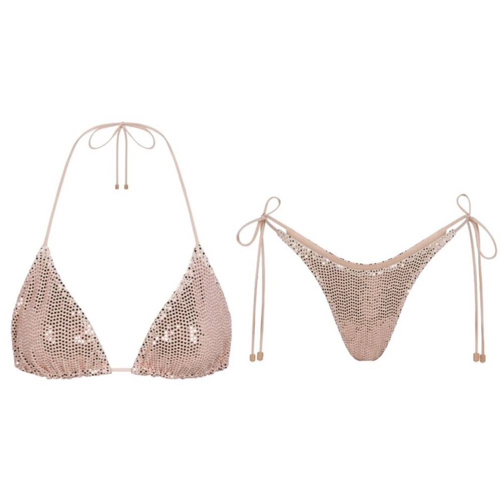 🔥 NWT (SET) LIMITED EDITION SKIMS Sequin 2 PC (Top & Bottom) CLAY - Picture 6 of 13